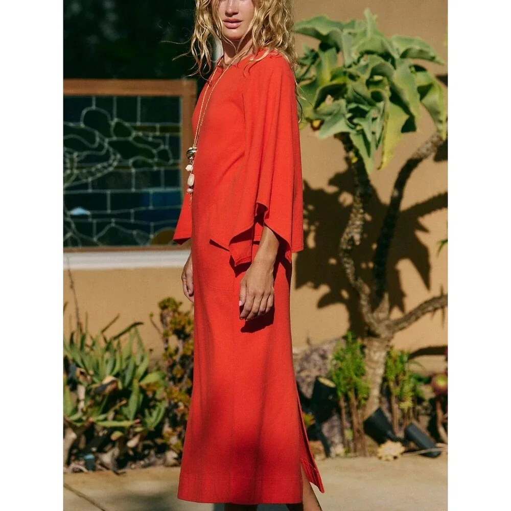 Free People Free Est Briar Midi Dress Handkerchief Sleeve Cotton Resort S 288242